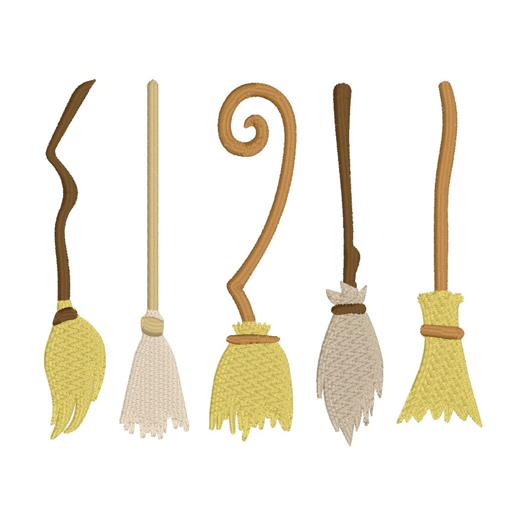 Witches Brooms Set of 5 2 Sizes Digital Embroidery Design Etsy