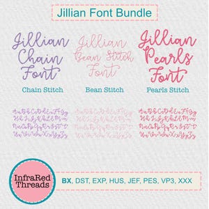 Pacote de bordado Jillian Font – Estilo manuscrito em ponto feijão, corrente e pérolas