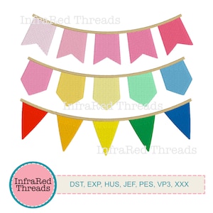 Banner/Bunting - 5 Flags - 3 Styles- Embroidery Design