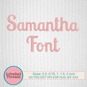 Samantha Stickschrift – geschwungenes Satinstich Alphabet in 5 Größen