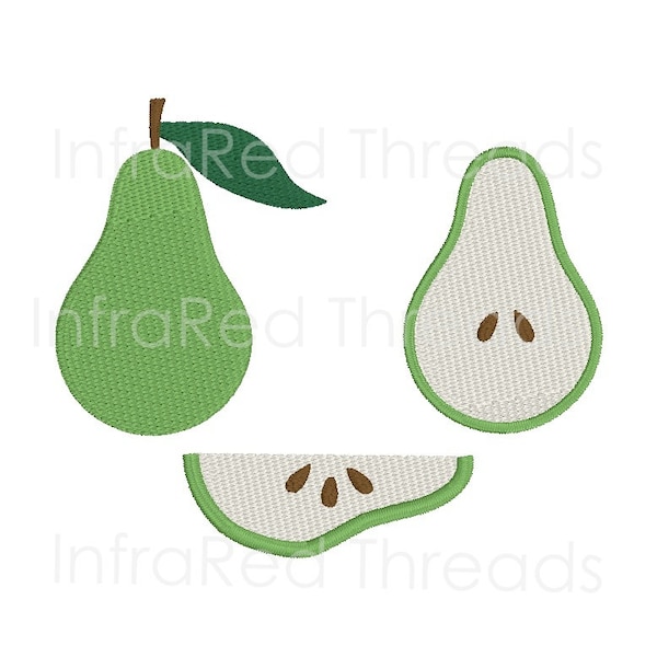 Pears - Whole, Half and Slice - Digital Embroidery Design