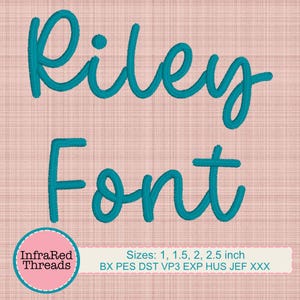 Riley Embroidery Font – Modern Script Style in 4 Sizes