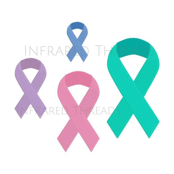 Awareness Ribbons - 4 sizes  - Digital Embroidery Design