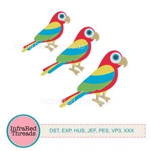 Tropical Colorful Parrots - Embroidery Design