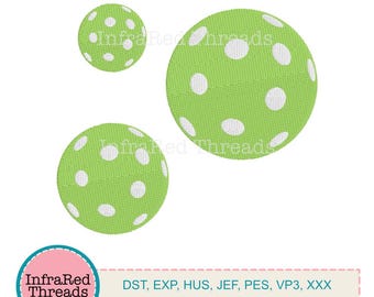 Pickleball Ball Embroidery Design – Polka Dot Sports Ball in Three Sizes