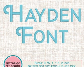 Hayden art-deco-borduurlettertype – satijnsteekstijl in 3 maten
