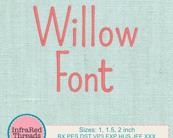Lettertype wilgenborduurwerk Tall smal satijnsteek alfabet in 3 maten