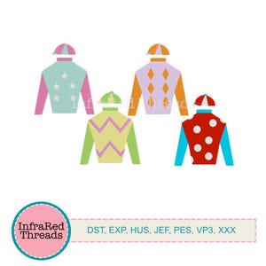 Jockey Silks Embroidery Design   Set of 4 Styles   Horse Racing   3 31x4 inches