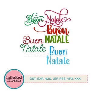 Buon Natale Embroidery Design – Multiple Font Styles in Assorted Sizes