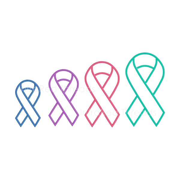 Awareness Ribbons (Outline) - 4 sizes  - Digital Embroidery Design