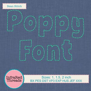 Poppy Bean Embroidery Font – Bold Bean Stitch Alphabet in 3 Sizes
