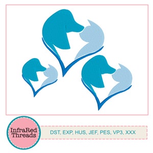 Cat & Dog Heart - 3 sizes - Embroidery Design