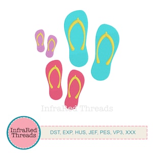 Flip Flops - 3 sizes - Embroidery Designs - PES, DST