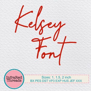 Kelsey Script Embroidery Font – BX Format & 3 Sizes