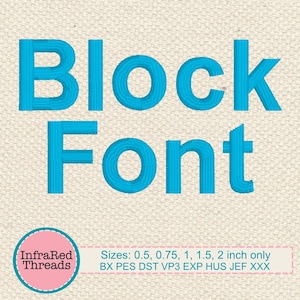Block Embroidery Font – Clean Satin Stitch Alphabet in 4 Sizes