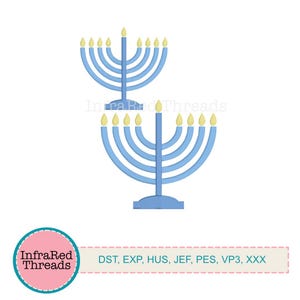 Menorah Embroidery Design – Hanukkah Candle Set in 2 Sizes