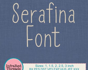 Serafina Embroidery Font – Tall Thin Satin Stitch Alphabet in 5 Sizes