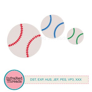 Softball or Baseball Stitch Ball Embroidery Design – Sports Ball in Three Sizes