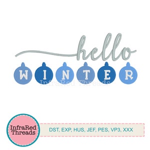 Hello Winter Embroidery Design – Ornament Lettering in 6.6” Width