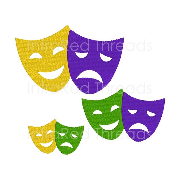 Comedy & Tragedy Masks - Mardi Gras - Digital Embroidery Design