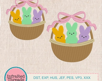 Easter Bunnies in Basket - 2 sizes -  Embroidery Design