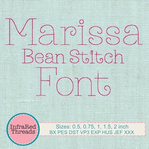Marissa Bean Stitch Embroidery Font   Playful Serif Style in 4 Sizes