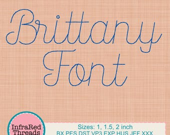 Brittany Font – Bean Stitch Embroidery Font in 3 Sizes with BX Format