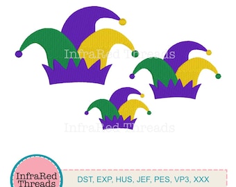 Borduurontwerpset Mardi Gras Jester Hat – 3 maten inbegrepen