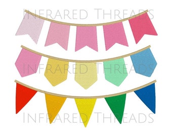 Banner/Bunting - 5 Flags - 3 Styles - Digital Embroidery Design