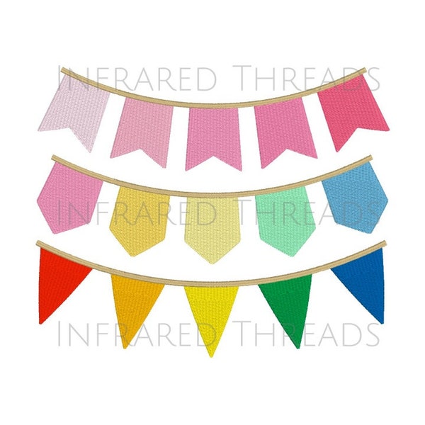 Banner/Bunting - 5 Flags - 3 Styles - Digital Embroidery Design