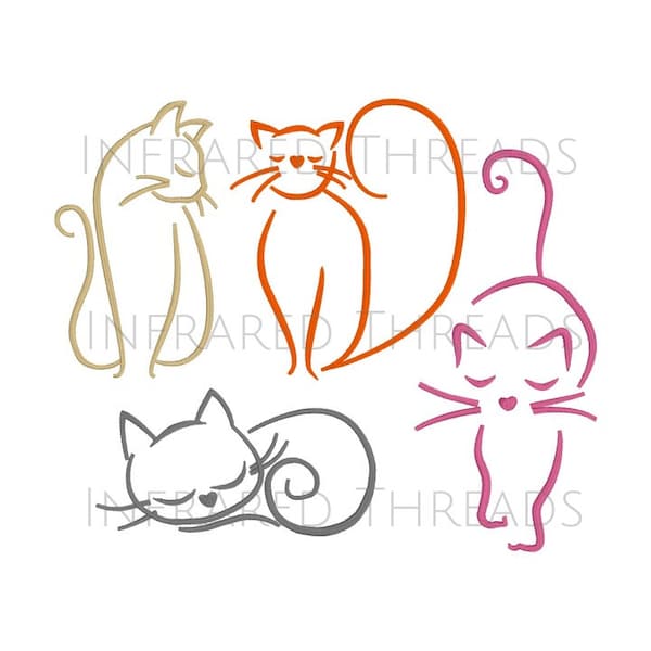 Cat Outlines - 4 Styles - Digital Embroidery Design