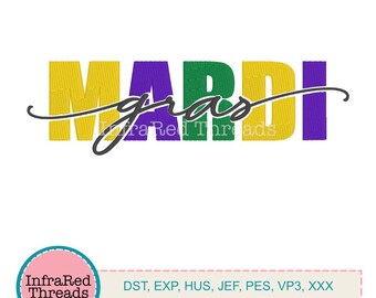 Mardi Gras-borduurontwerp – 6 x 3,5 inch