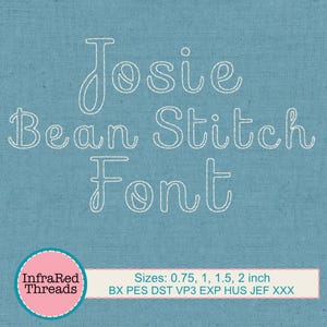 Fonte de bordado Josie Bean Stitch – Estilo manuscrito em 4 tamanhos