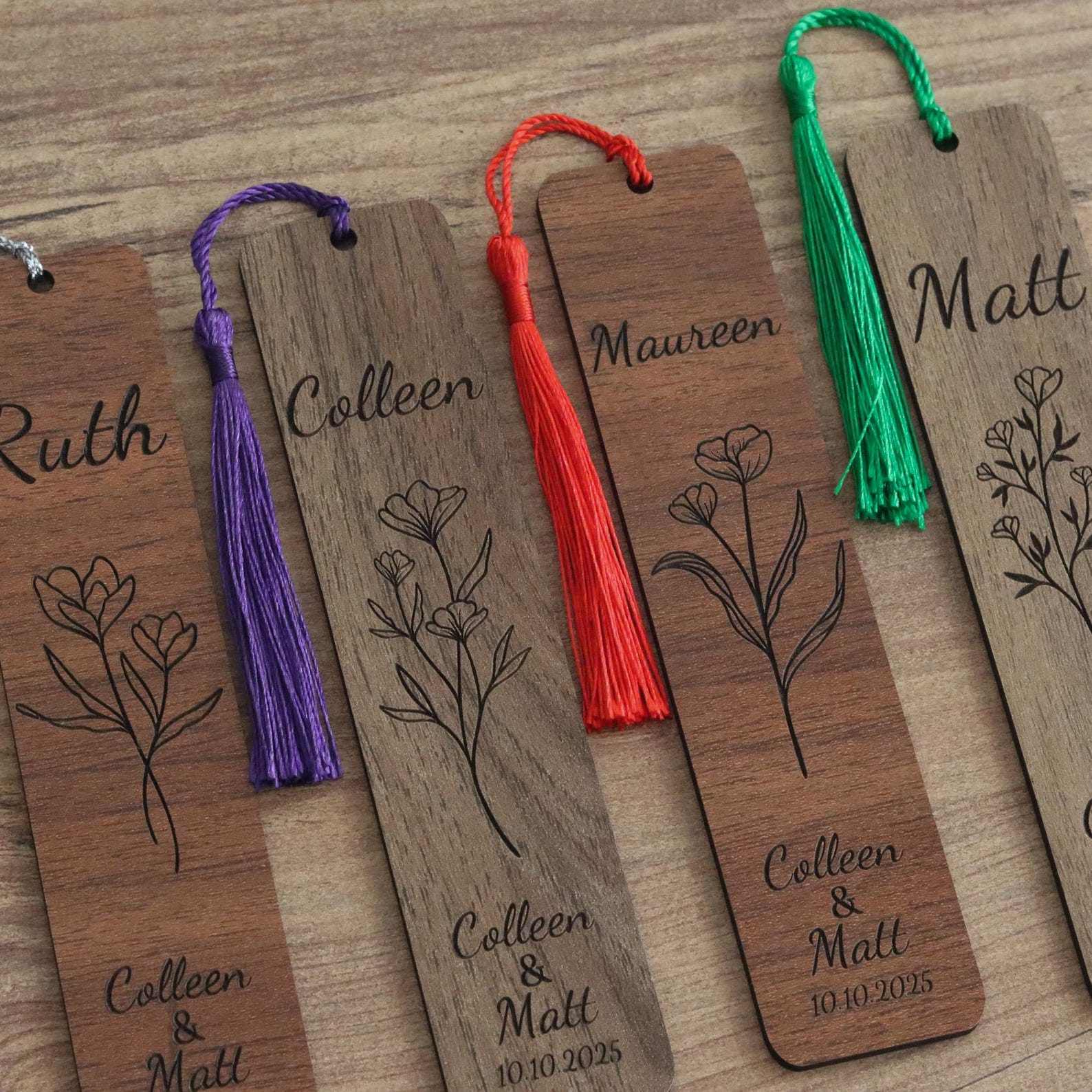 Custom Rustic Place Card Bookmarks for Guests, Wooden Wedding Favors - Etsy