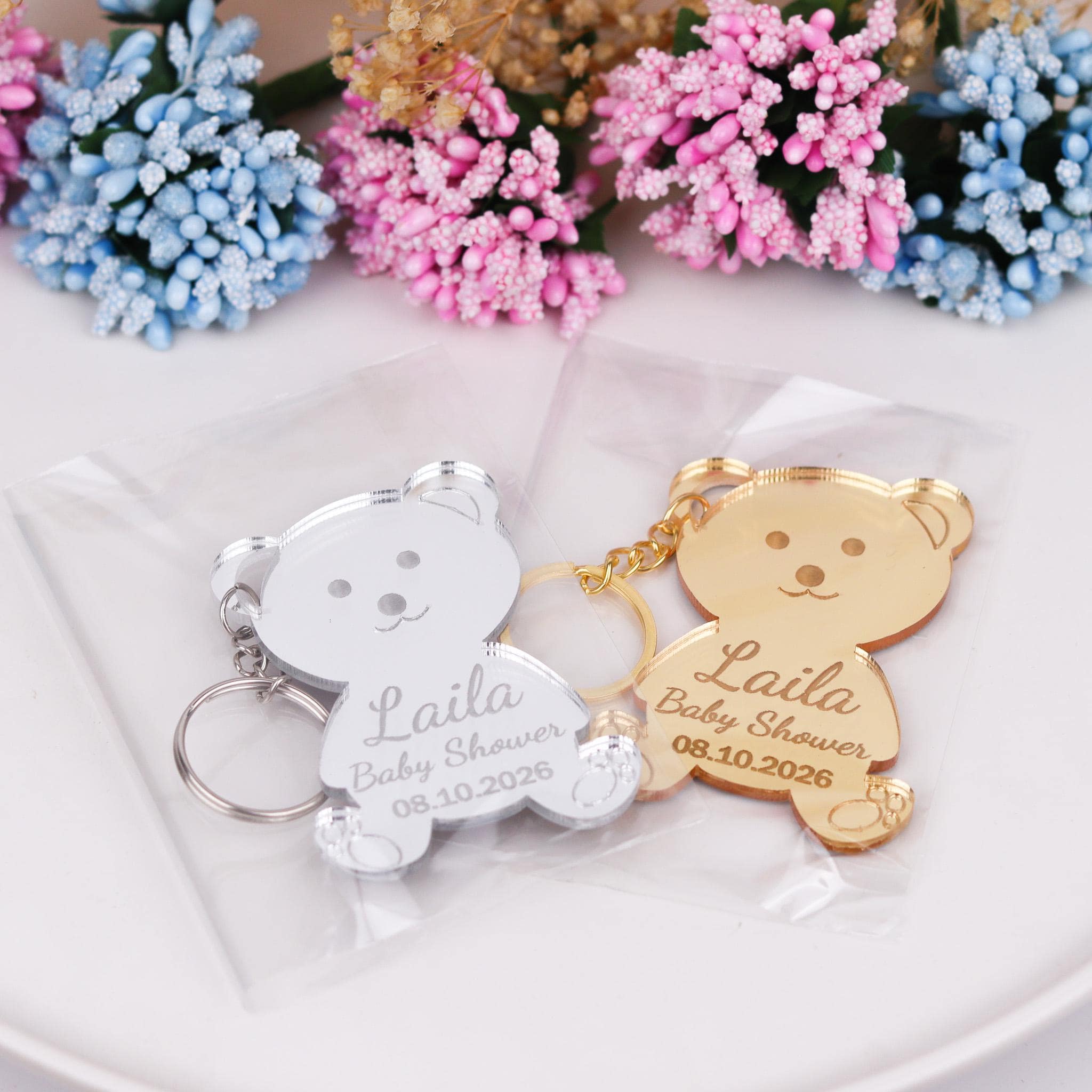 Custom Teddy Bear Keychain Baby Shower Favors for Guests, Plexiglass ...