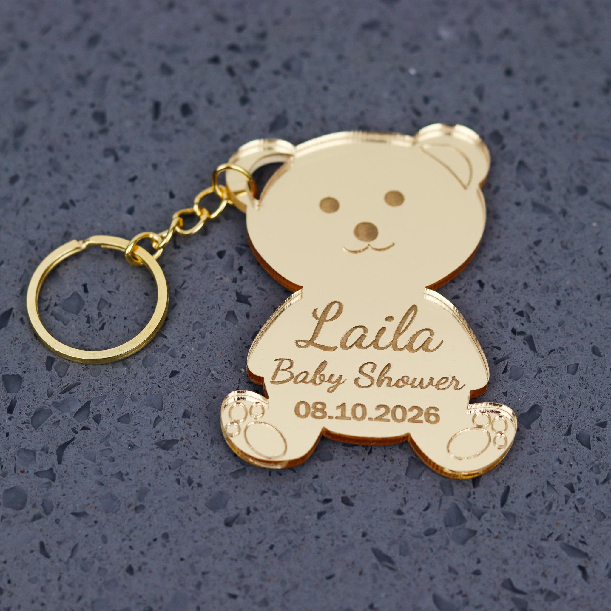 Custom Teddy Bear Keychain Baby Shower Favors for Guests, Plexiglass ...