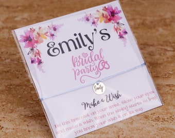 10 Pcs Bridal Shower Party Favor Cards with Wish Bracelet with Engraved Name for Guests | Birde to Be Party | Bridesmaid Gift | Wedding gift