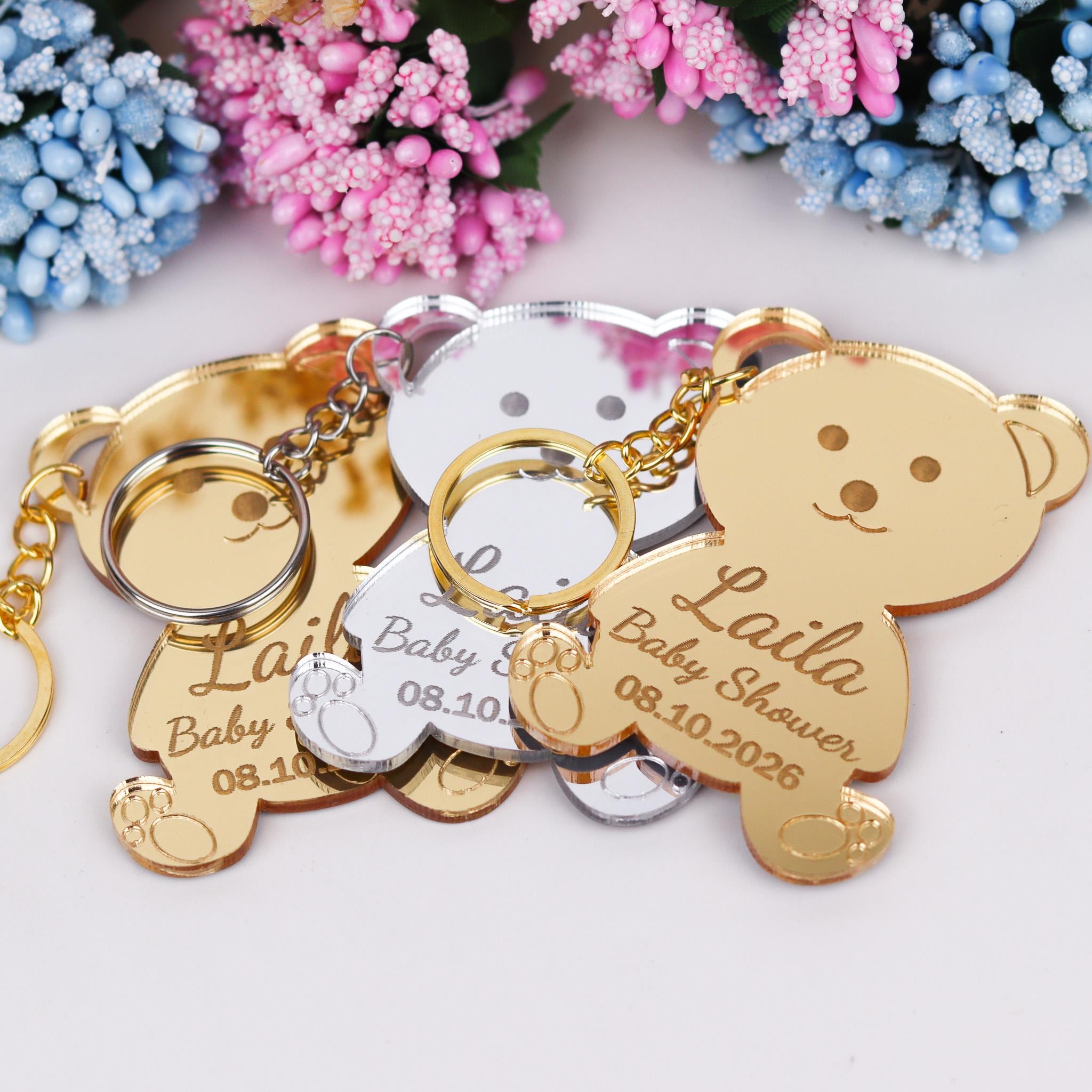 Custom Teddy Bear Keychain Baby Shower Favors for Guests, Plexiglass ...