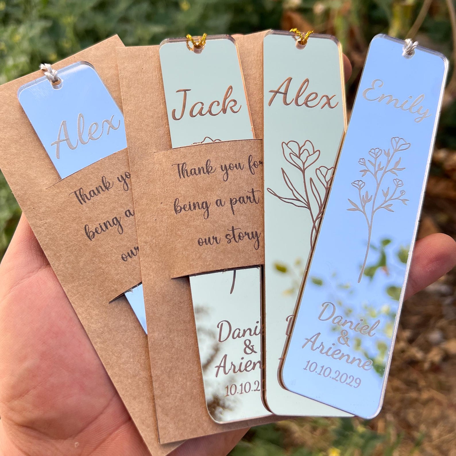 Bookmark Seating Card Custom Place Card Bookmarks for Guests, Plexiglass Wedding Favors ...