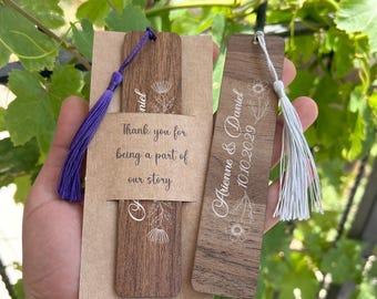 Marcadores de madeira personalizados, lembrancinhas de casamento para convidados, presentes rústicos para festas de casamento, lembrancinhas de chá de panela em grandes quantidades, reserve a data, flores silvestres