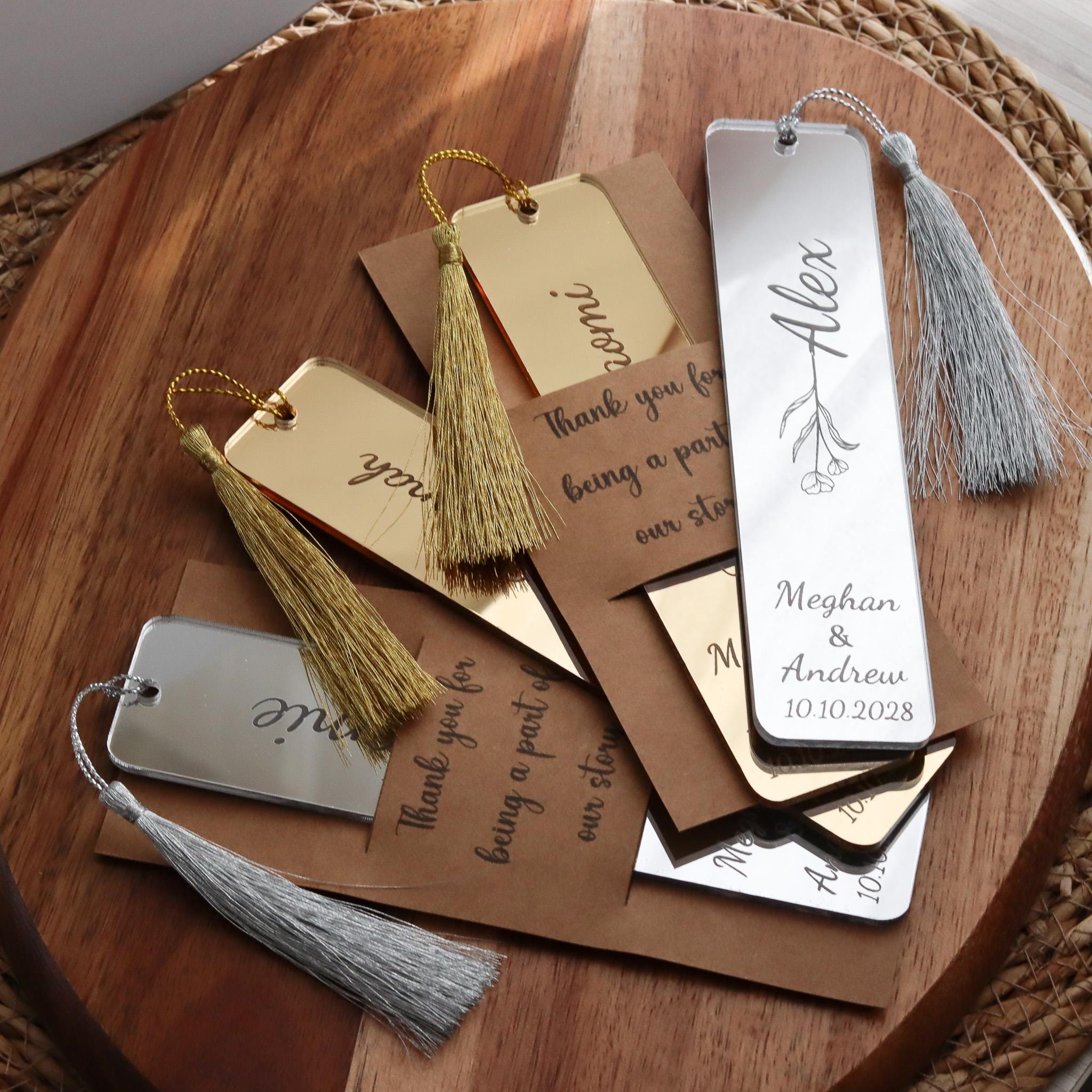 Bookmark Seating Card Custom Place Card Bookmarks for Guests, Wildflower Theme Wedding Favors ...