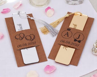 Personalized Mirror Bookmarks for Wedding Favors, Custom Wedding Party Gifts, Bridal Shower Favors in Bulk for Guests