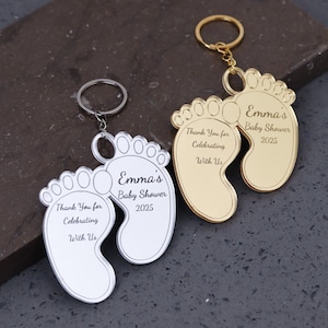 Portachiavi personalizzato con piedini per bambini Bomboniere per baby shower in grandi quantità per neonata e ragazzo / Regali unici per feste con piedini per bambini per ospiti / Bambino in fiore