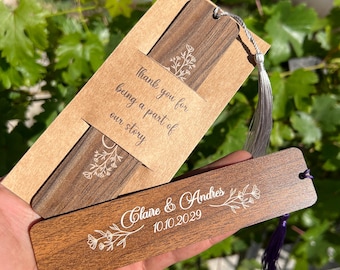 Custom Rustic Wooden Bookmarks Wedding Favors for Guests