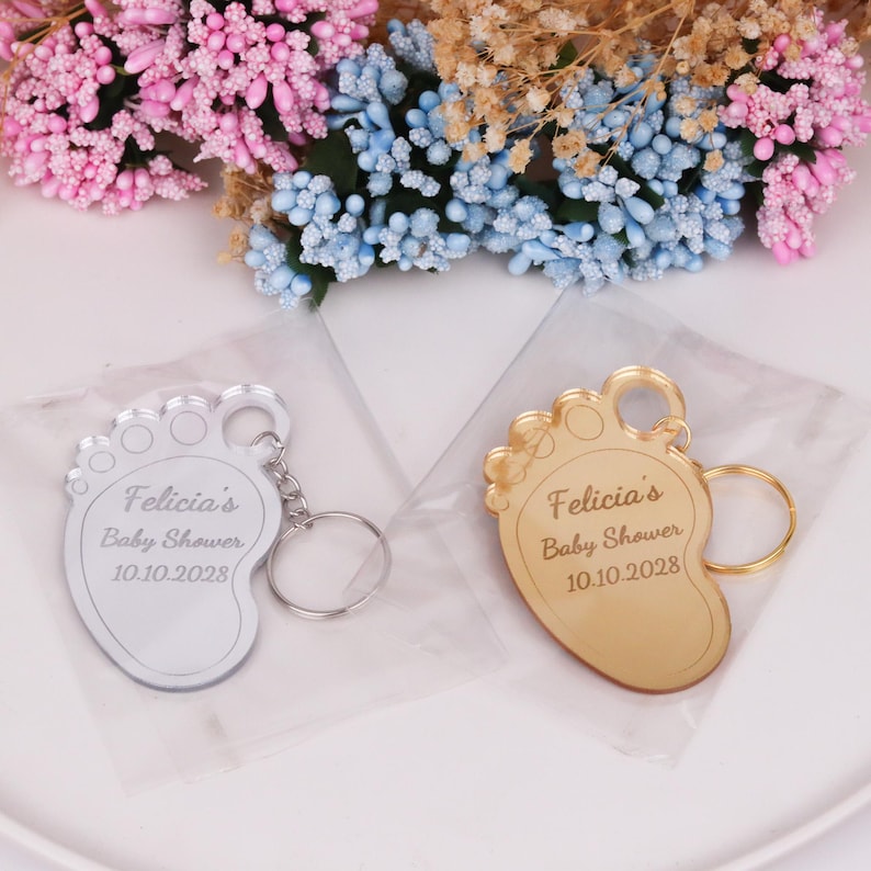 Custom Baby Feet Shaped Keychain Baby Shower Favors for Guests, Baby ...
