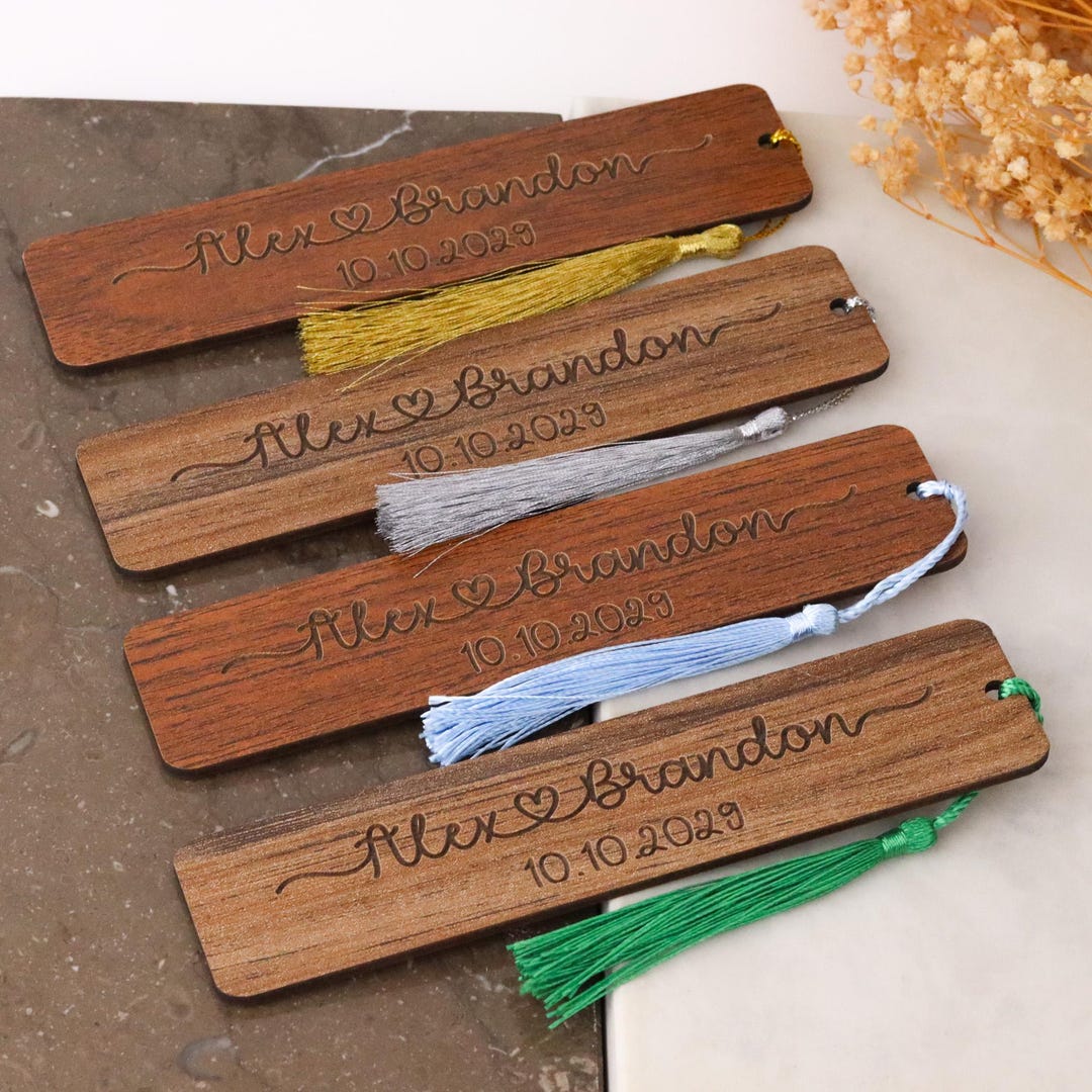 Custom Wooden Bookmarks Wedding Favors for Guests, Rustic Party Gifts ...