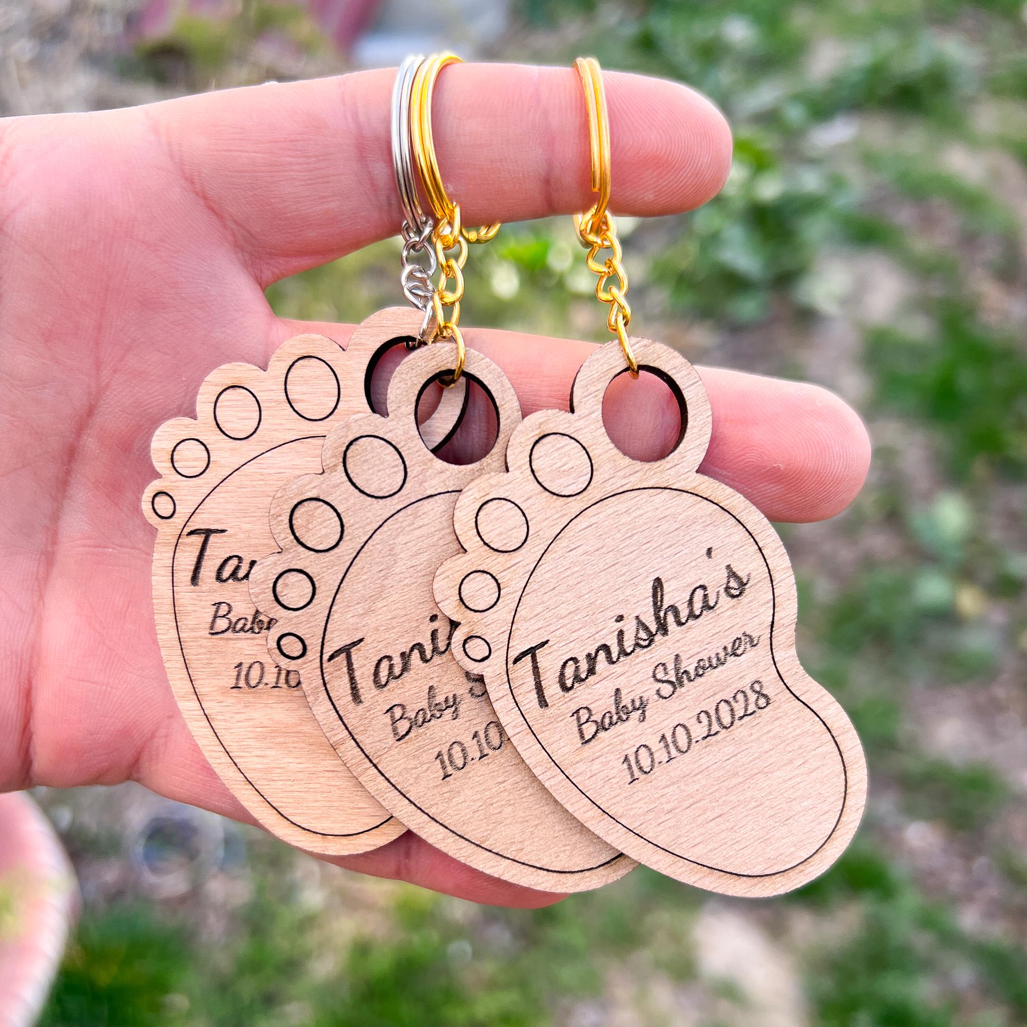 Custom Wooden Keychain Baby Shower Favors for Guests in Bulk, Thank You ...
