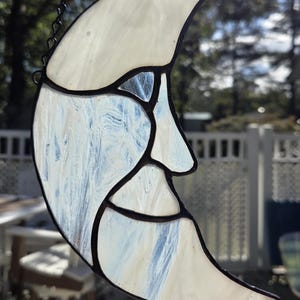 Man in the moon stained glass suncatcher