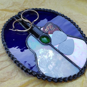 Plektrum Tablett / Schmucktablett aus Buntglas