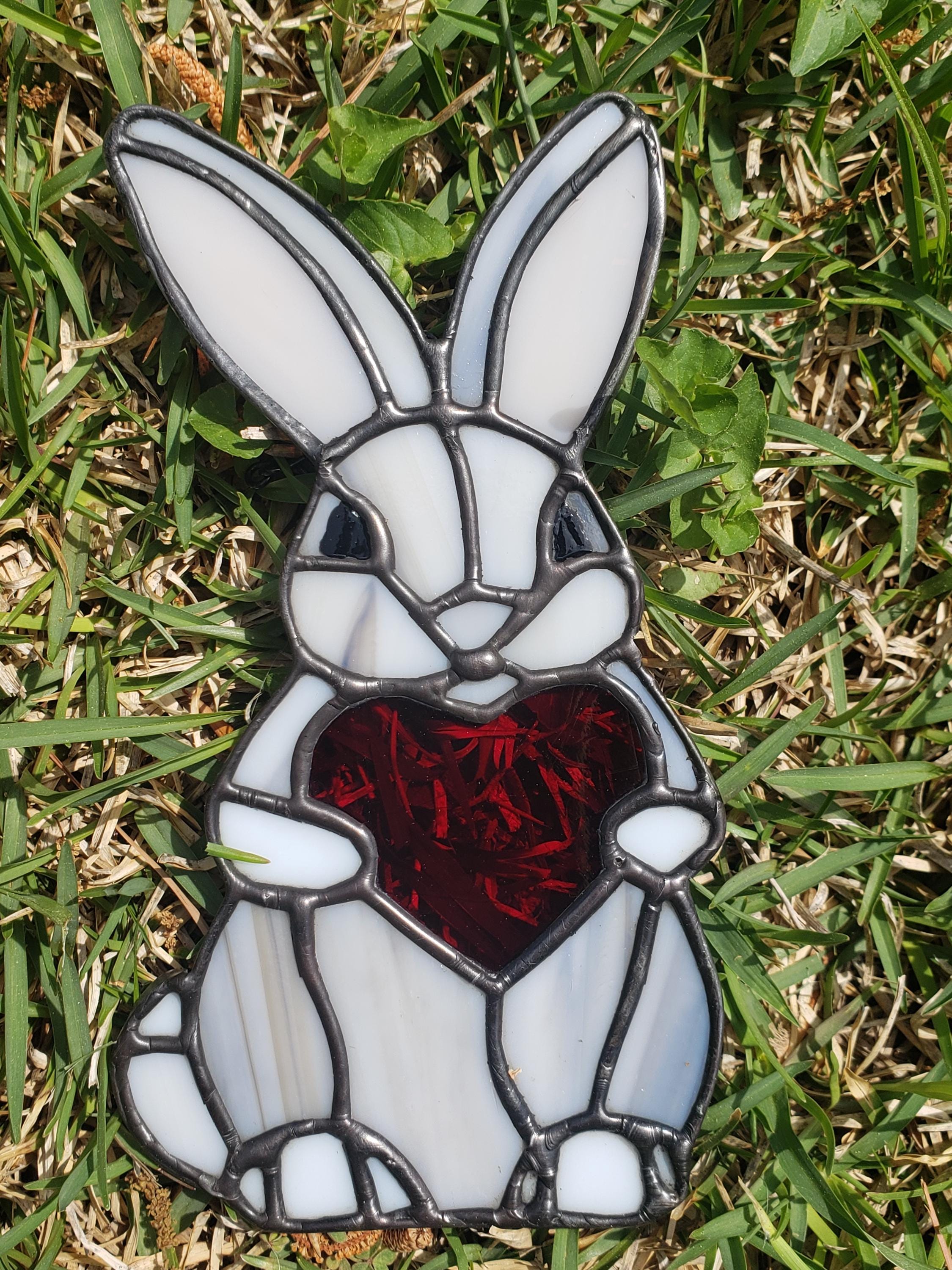 Stained Glass Easter Bunny With Heart - Handmade Window Decoration - Etsy